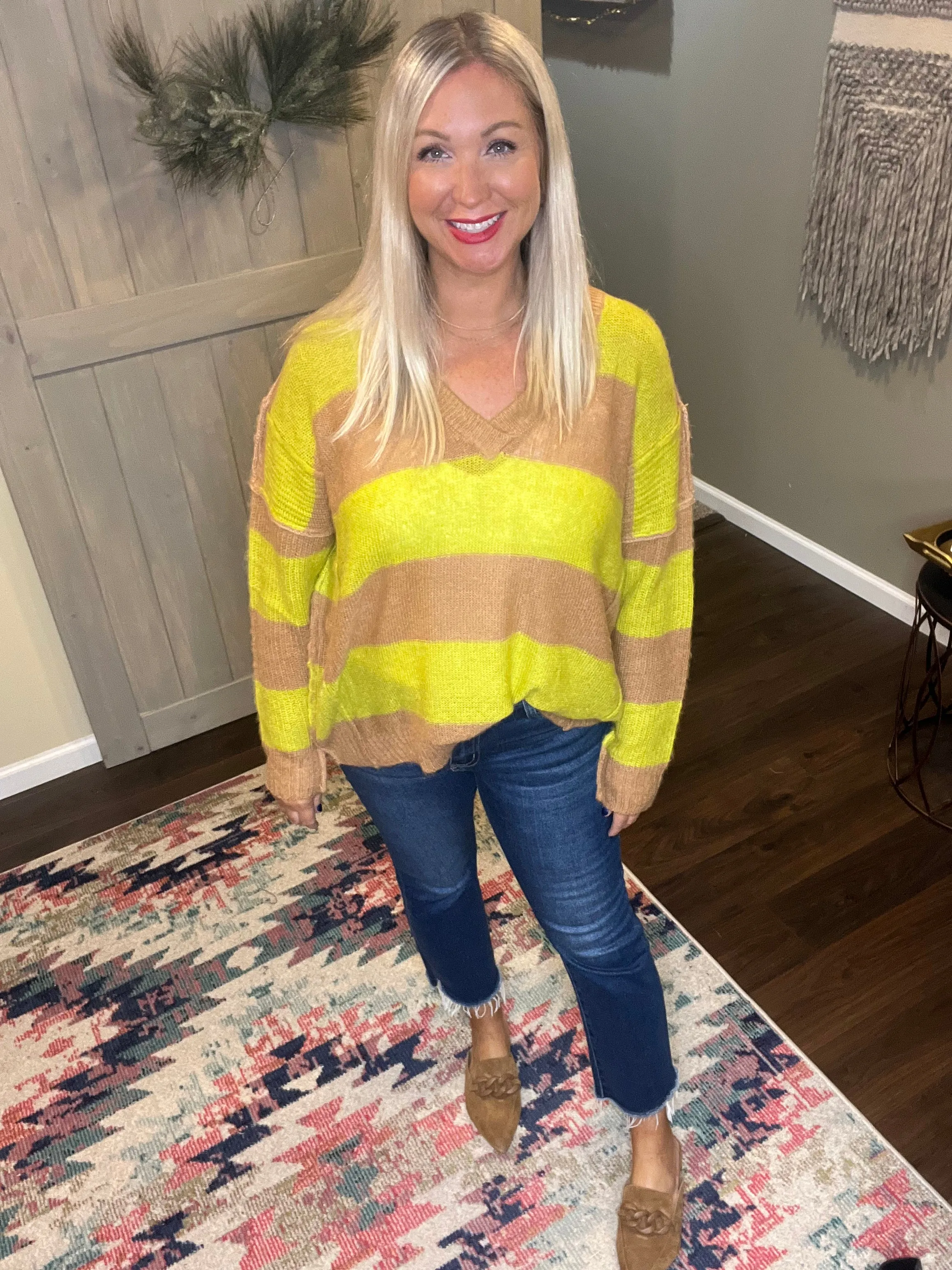 Lime Mocha Striped Sweater