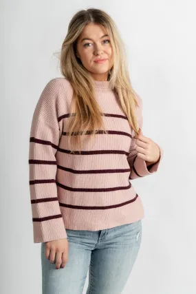 Veronis oversized striped sweater blush