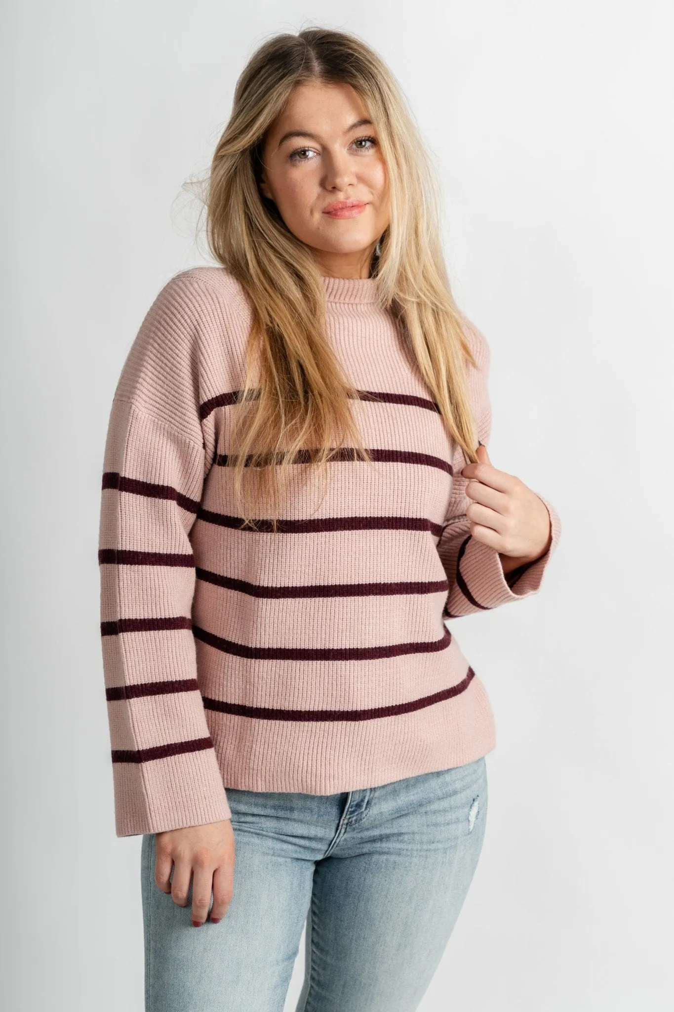 Veronis oversized striped sweater blush